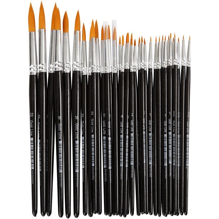 Pennelli Gold Line, 0+1+2+4+8+12+18+22, L: 17-21,5 cm, L: 1-7 mm, rotondo, 36pz/ 1 conf.