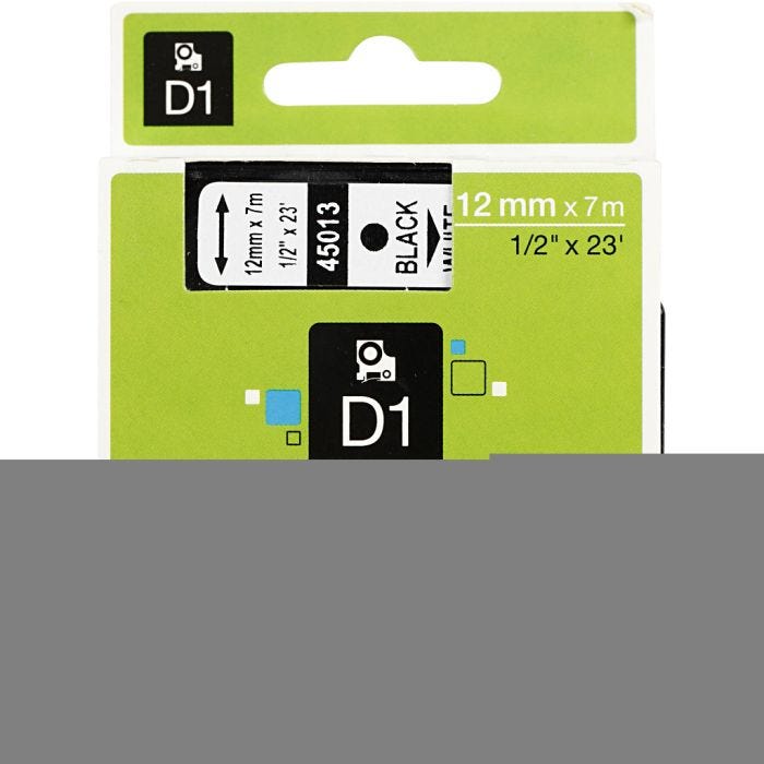 Nastro Dymo, L: 12 mm, bianco, 7 m/ 1 rot.