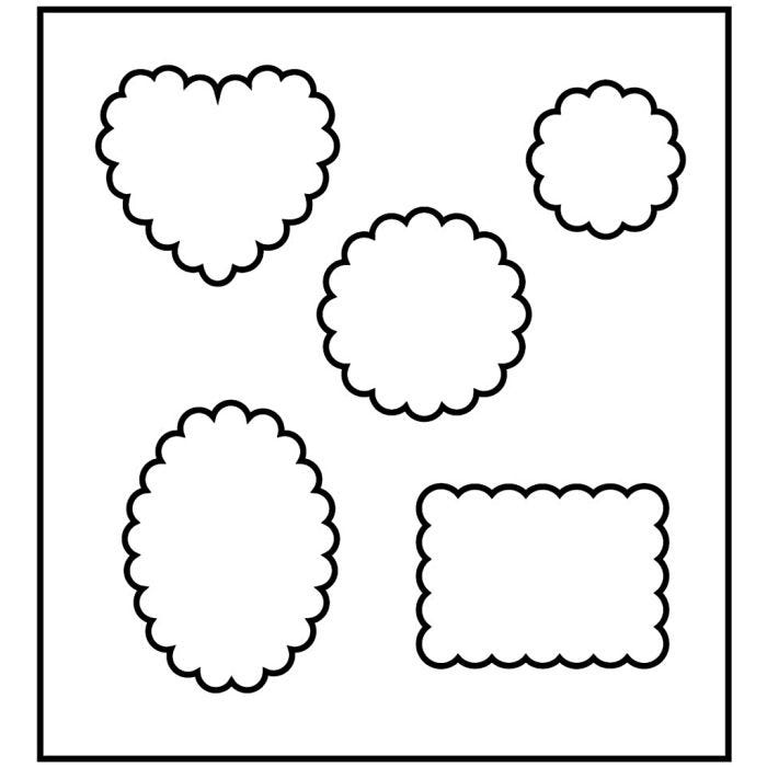 Fustella in acciaio, forme con lati a curve, misura 14x15,25 cm, spess. 15 mm, 1 pz