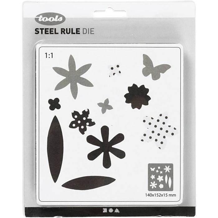 Fustella in acciaio, fiori, misura 14x15,25 cm, spess. 15 mm, 1 pz