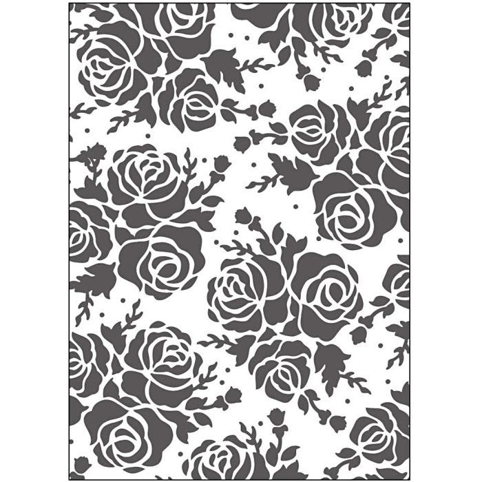 Mascherina per embossing, rose, misura 13x18,5 cm, spess. 2 mm, 1 pz