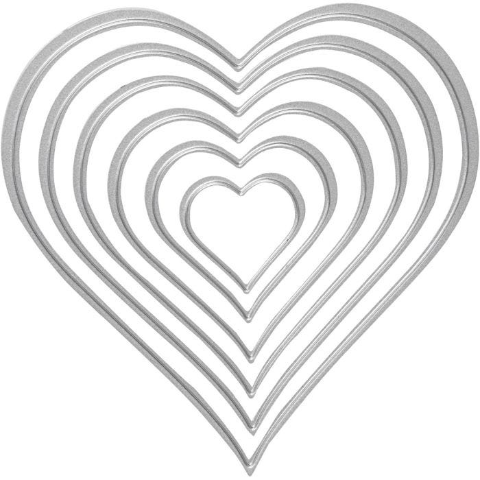 Mascherina per embossing e fustella, cuore, misura 2,5x3-10x11 cm, 1 pz
