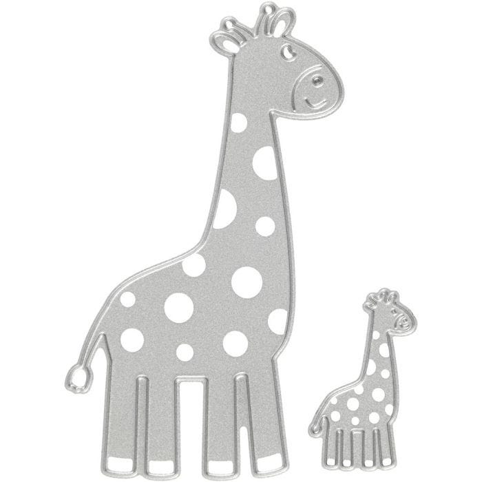 Mascherina per embossing e fustella, giraffa, misura 54x92+21x35 mm, 1 pz