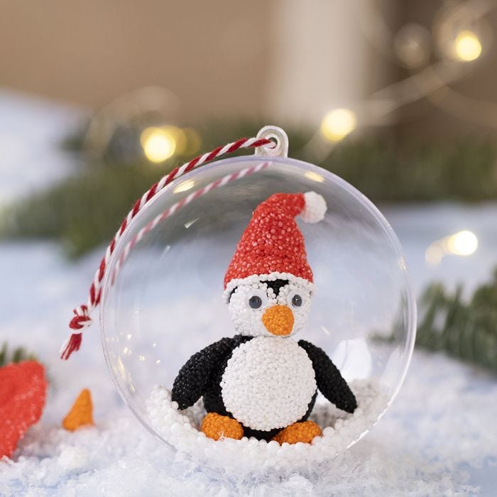 Palline di Natale con pinguino in Silk Clay®