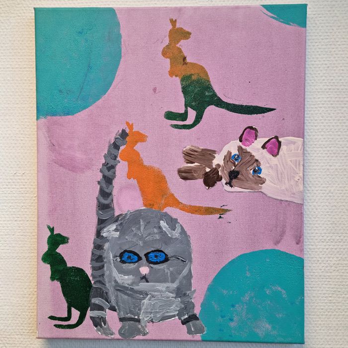 Dipinto su tela con stampa stencil