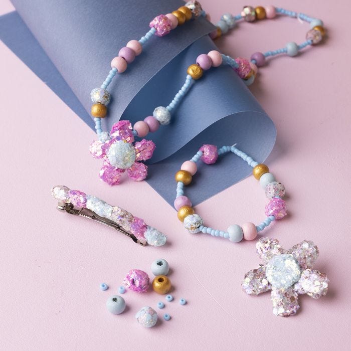 Gioielli per bambini con perline e Glitter clay