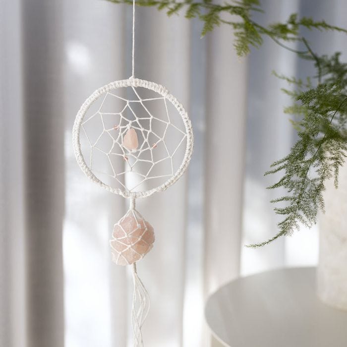 Acchiappasogni con cristalli di quarzo rosa