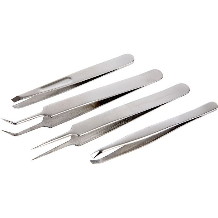 Set di pinzette, L: 9-12 cm, 4 pz/ 1 conf.