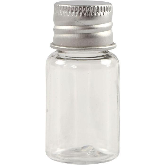 Vasetti di plastica con tappo a vite, H: 48 mm, diam 23,5 mm, 13 ml, 10 pz/ 1 conf.