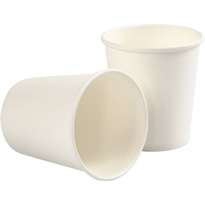 Coppetta in carta, H: 7,8 cm, diam 7,2 cm, 205 ml, bianco, 50 pz/ 1 conf.