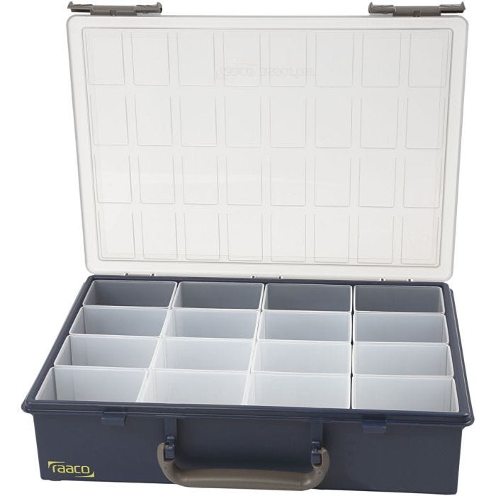 Scatola portaoggetti, 16 scatole a inserto removibili, H: 8 cm, misura 33,8x26,1 cm, misura buco 5,5x7,9x8 cm, 1 set
