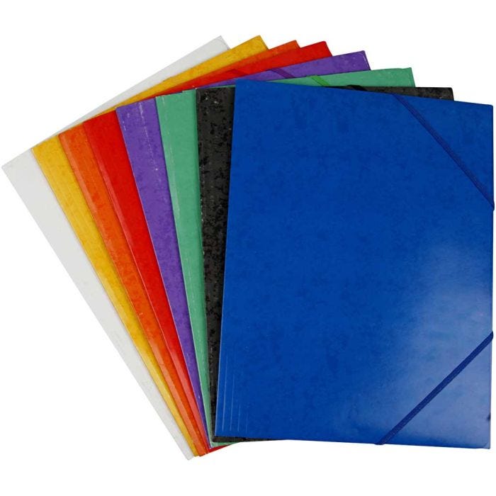 Cartella con elastico e linguetta, A4, misura 22,9×32,4 cm, colori asst., 8x3 pz, 24 pz/ 1 conf.