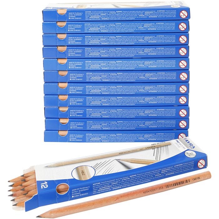 Matite per la scuola, L: 18 cm, HB, spess. 7 mm, mina 2 mm, 12x12 pz/ 1 conf.
