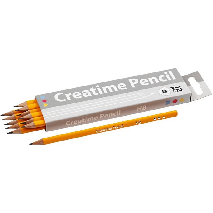 Matite per la scuola, L: 17,5 cm, HB, spess. 7 mm, mina 2 mm, 12pz/ 1 conf.