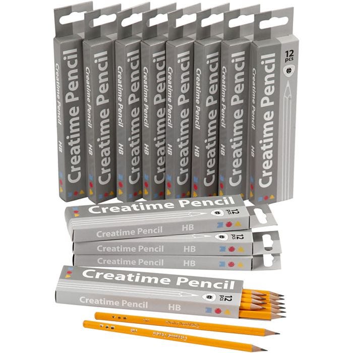 Matite per la scuola, L: 17,5 cm, HB, spess. 7 mm, mina 2 mm, 12x12 pz/ 1 conf.