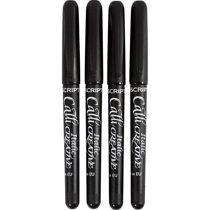 Penna per Calligrafia, ampiezza tratto 1,4+2,5+3,6+4,8 mm, nero, 4 pz/ 1 conf.