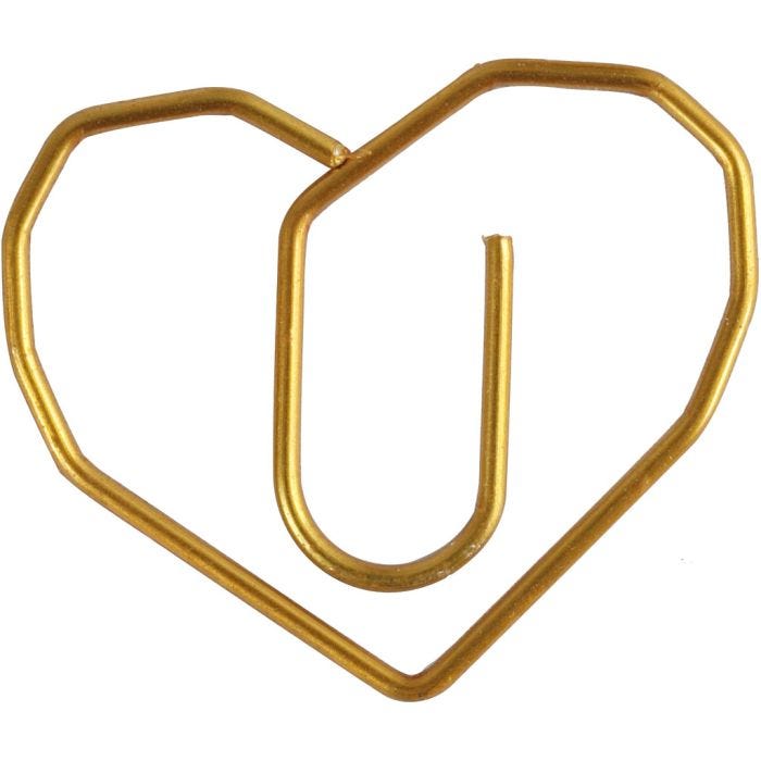 Fermagli, cuore, misura 30x20 mm, oro, 6 pz/ 1 conf.