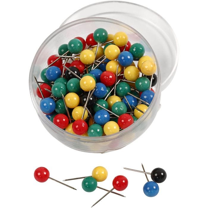 Spilli colorati, L: 17 mm, diam 6 mm, colori asst., 100 asst./ 1 conf.