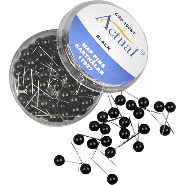 Spilli colorati, L: 17 mm, diam 6 mm, nero, 100 pz/ 1 conf.