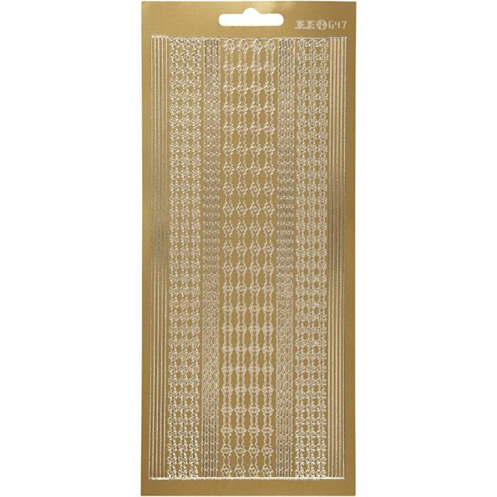 Stickers, bordi, foglio 10x23 cm, oro, 1 fgl.