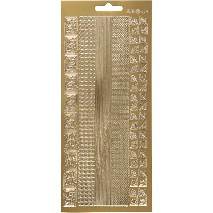 Stickers, bordi, foglio 10x23 cm, oro, 1 fgl.