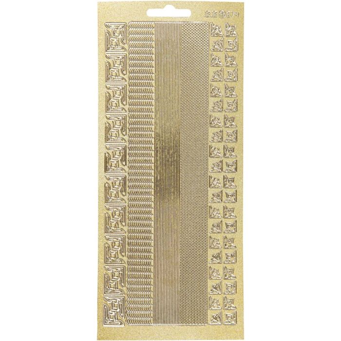 Stickers, bordi, foglio 10x23 cm, oro, 1 fgl.