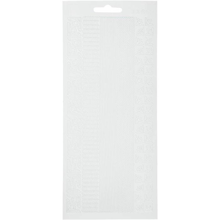 Stickers, bordi, foglio 10x23 cm, bianco, 1 fgl.