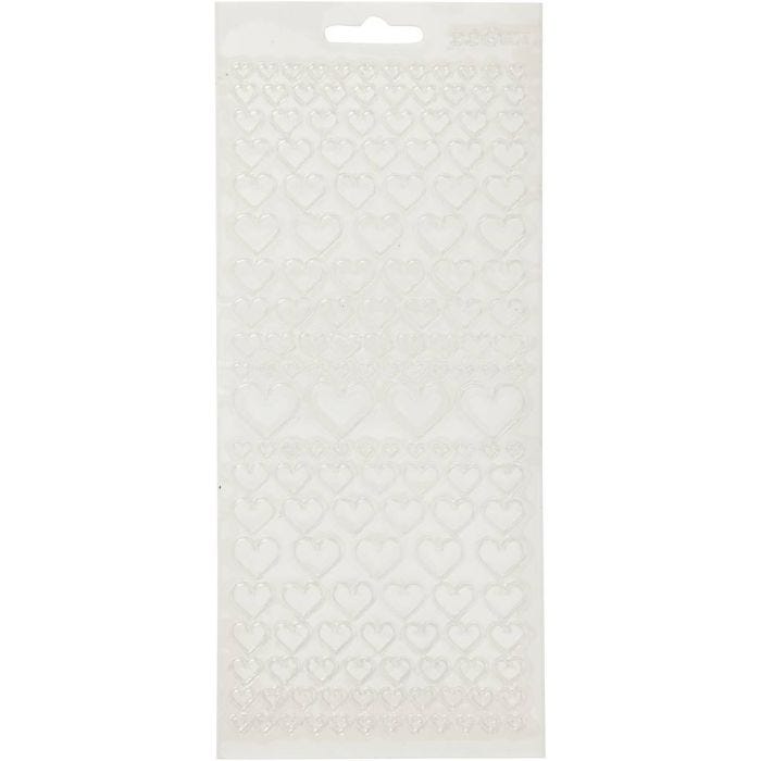 Stickers, cuori, foglio 10x23 cm, transparent, 1 fgl.
