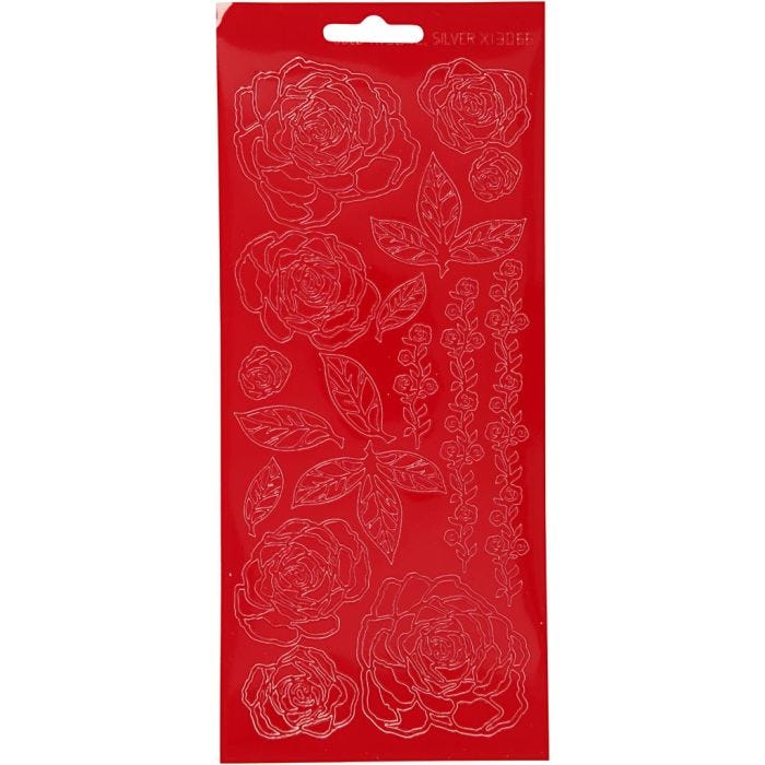 Stickers, rose, foglio 10x23 cm, rosso, 1 fgl.