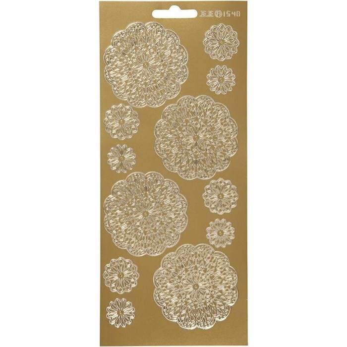 Stickers, fiori, foglio 10x23 cm, oro, 1 fgl.