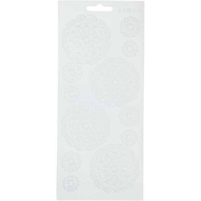 Stickers, fiori, foglio 10x23 cm, bianco, 1 fgl.