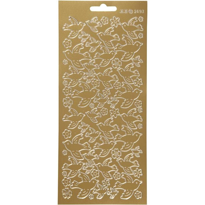 Stickers, colombe, 10x23 cm, oro, 1 fgl.