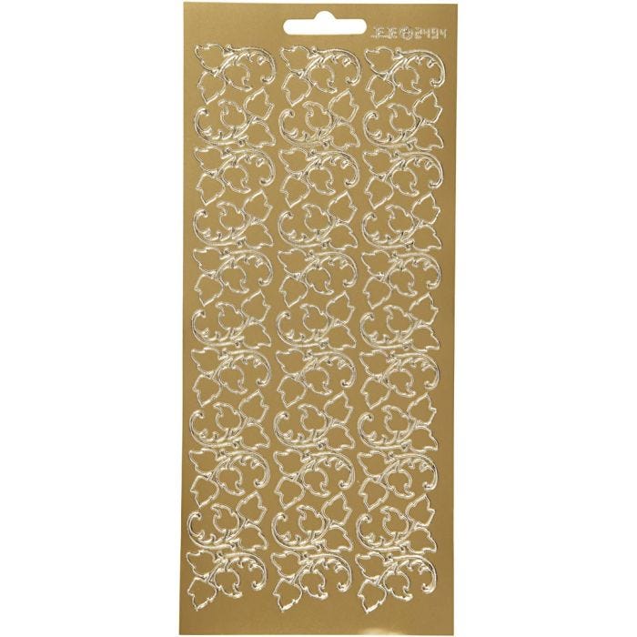 Stickers, foglie, foglio 10x23 cm, oro, 1 fgl.