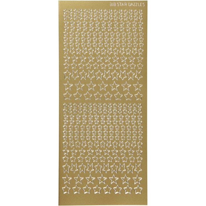 Stickers, stelle, foglio 10x23 cm, oro, 1 fgl.