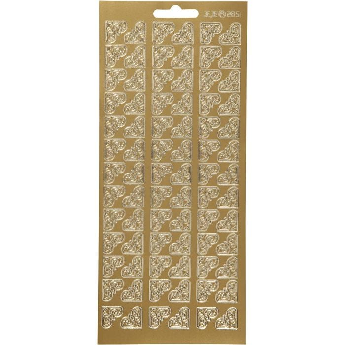 Stickers, angoli, foglio 10x23 cm, oro, 1 fgl.