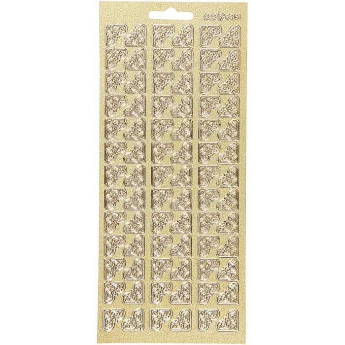 Stickers, angoli, foglio 10x23 cm, oro, 1 fgl.