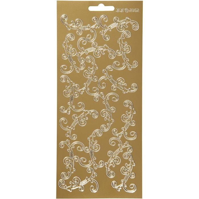 Stickers, vortice, foglio 10x23 cm, oro, 1 fgl.