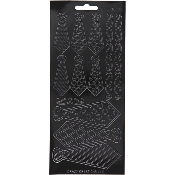 Stickers, cravatte, foglio 10x23 cm, nero, 1 fgl.