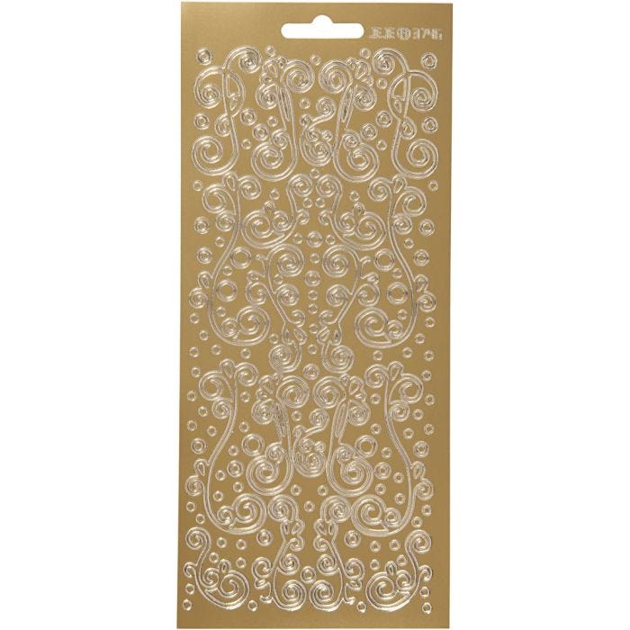 Stickers, vortice, foglio 10x23 cm, oro, 1 fgl.