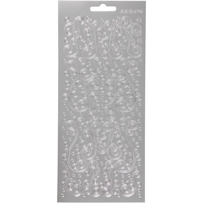 Stickers, vortice, foglio 10x23 cm, argento, 1 fgl.