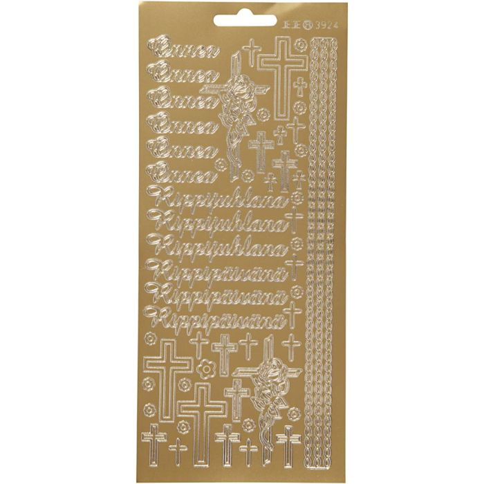 Stickers, Onnea Rippyhlana, foglio 10x23 cm, oro, 1 fgl.