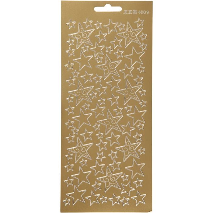 Stickers, stelle, foglio 10x23 cm, oro, 1 fgl.