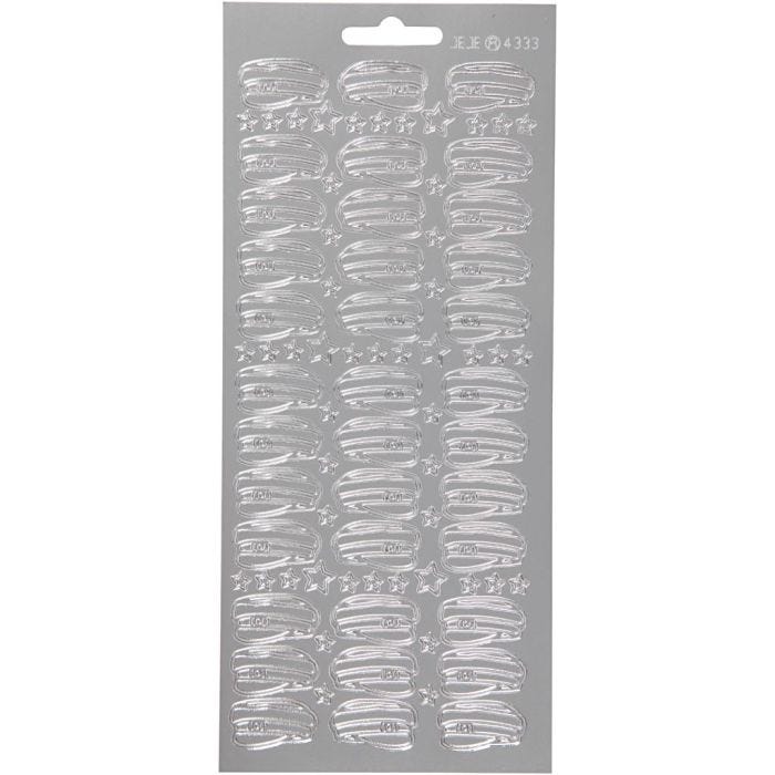 Stickers, cappello, foglio 10x23 cm, argento, 1 fgl.