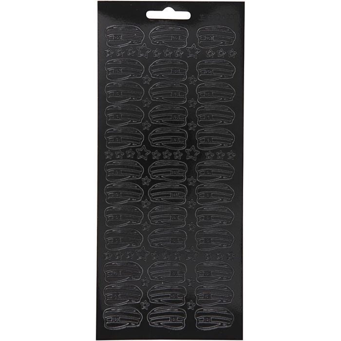 Stickers, cappello, foglio 10x23 cm, nero, 1 fgl.
