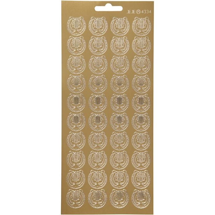 Stickers, lira, foglio 10x23 cm, oro, 1 fgl.