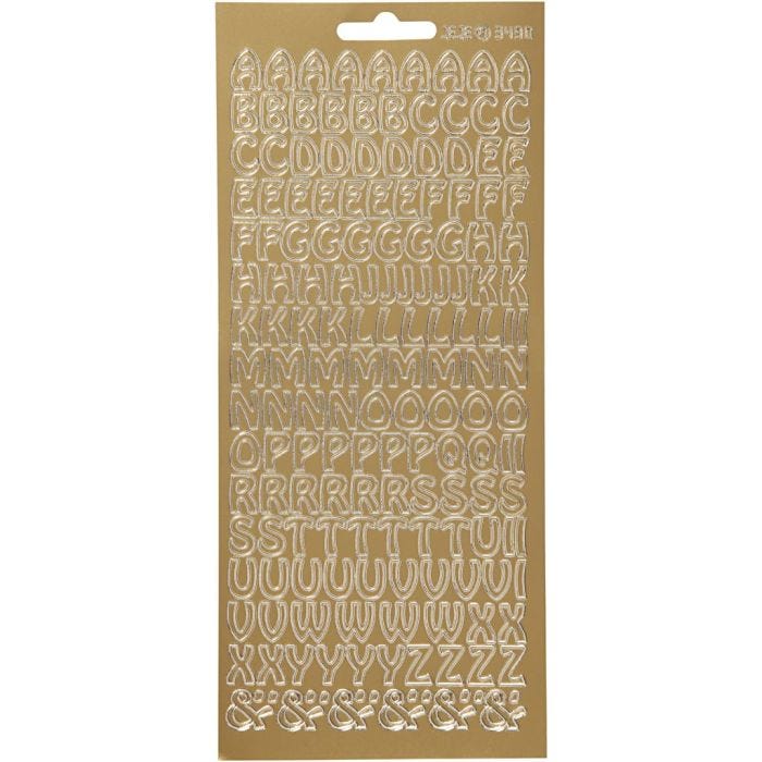 Stickers, alfabeto, foglio 10x23 cm, oro, 1 fgl.