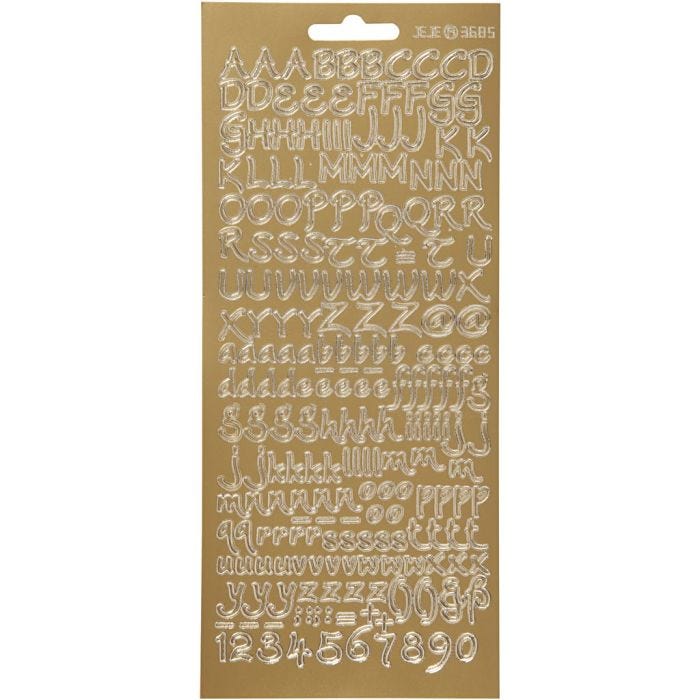 Stickers, alfabeto, foglio 10x23 cm, oro, 1 fgl.