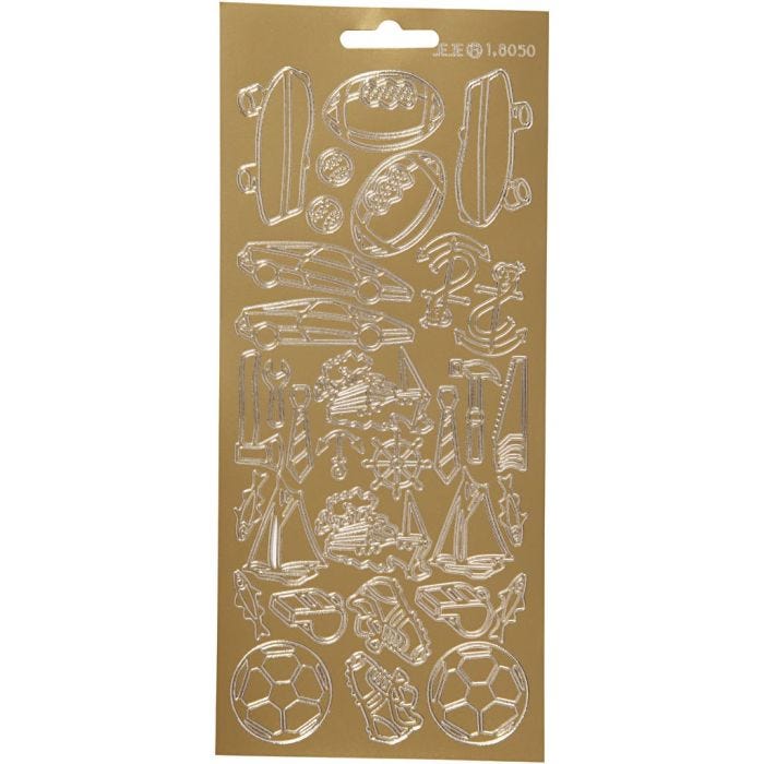 Stickers, sport, foglio 10x23 cm, oro, 1 fgl.