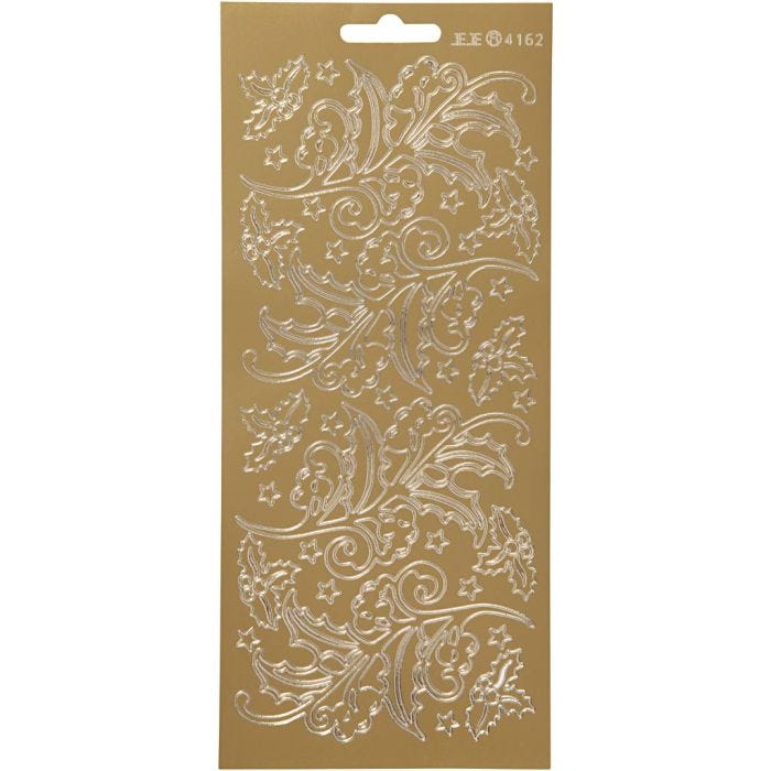 Stickers, agrifoglio, foglio 10x23 cm, oro, 1 fgl.