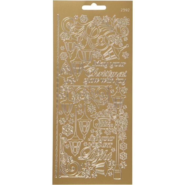 Stickers, lanterne, foglio 10x23 cm, oro, 1 fgl.